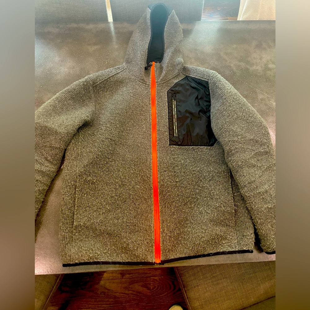 MomoDesign Gray Zip-up Jacket with Hood with Gray Accents